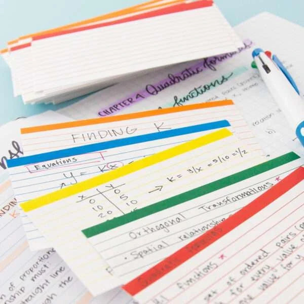 100 CT. 3" X 5" RULED COLOR CODED INDEX CARD