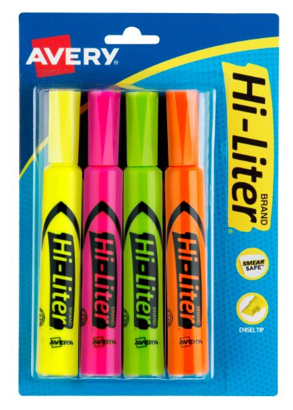 Hi-Liter Desk-Style Highlighters Assorted Color Pkg. 4