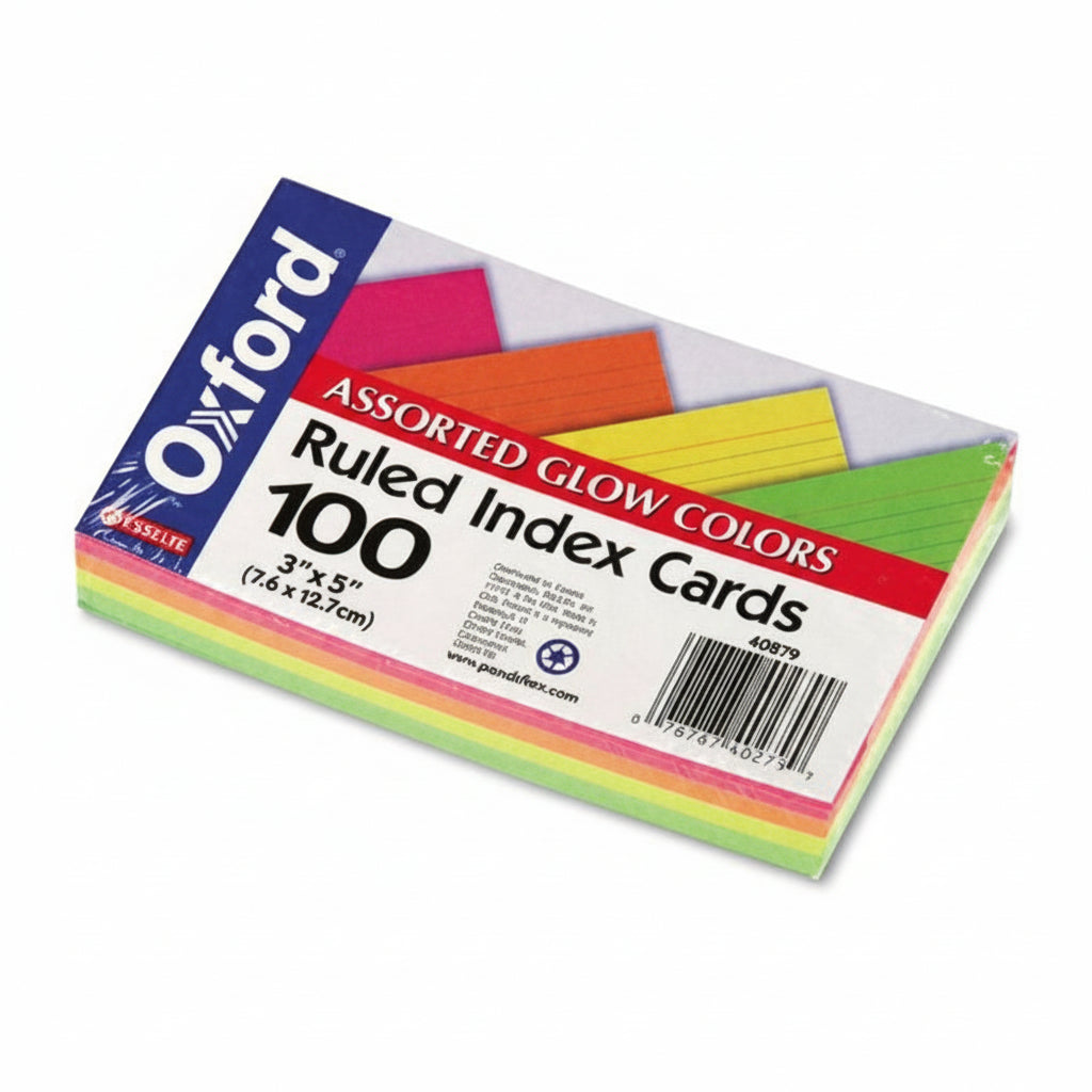 INDEX CARD RULED NEON 3" X 5" PQ.100